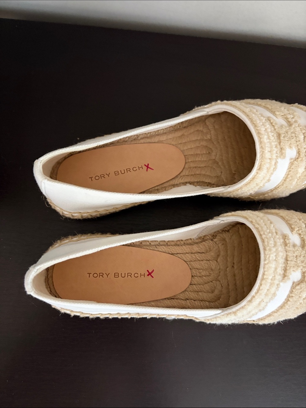 Tory Burch Double T espadrilles Natural Light Alabaster Jacquard Sz 5 NEW - Picture 8 of 13